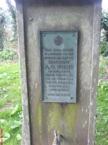 The plaque dedicated to the memory of Archie Willis, located in Barham Church cemetery